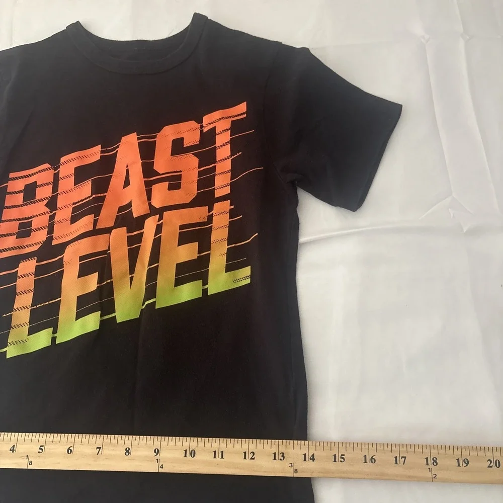 The Childrens Place Boys Beast Level Shirt Black Cotton Graphic Tee Size M 7/8